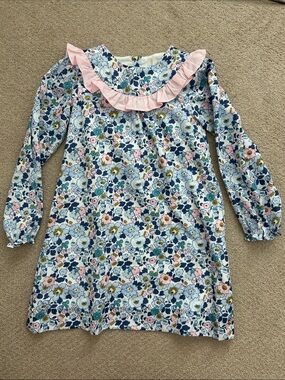 EUC Smockingbird Girl Floral Dress with Pink Ruffle Collar
